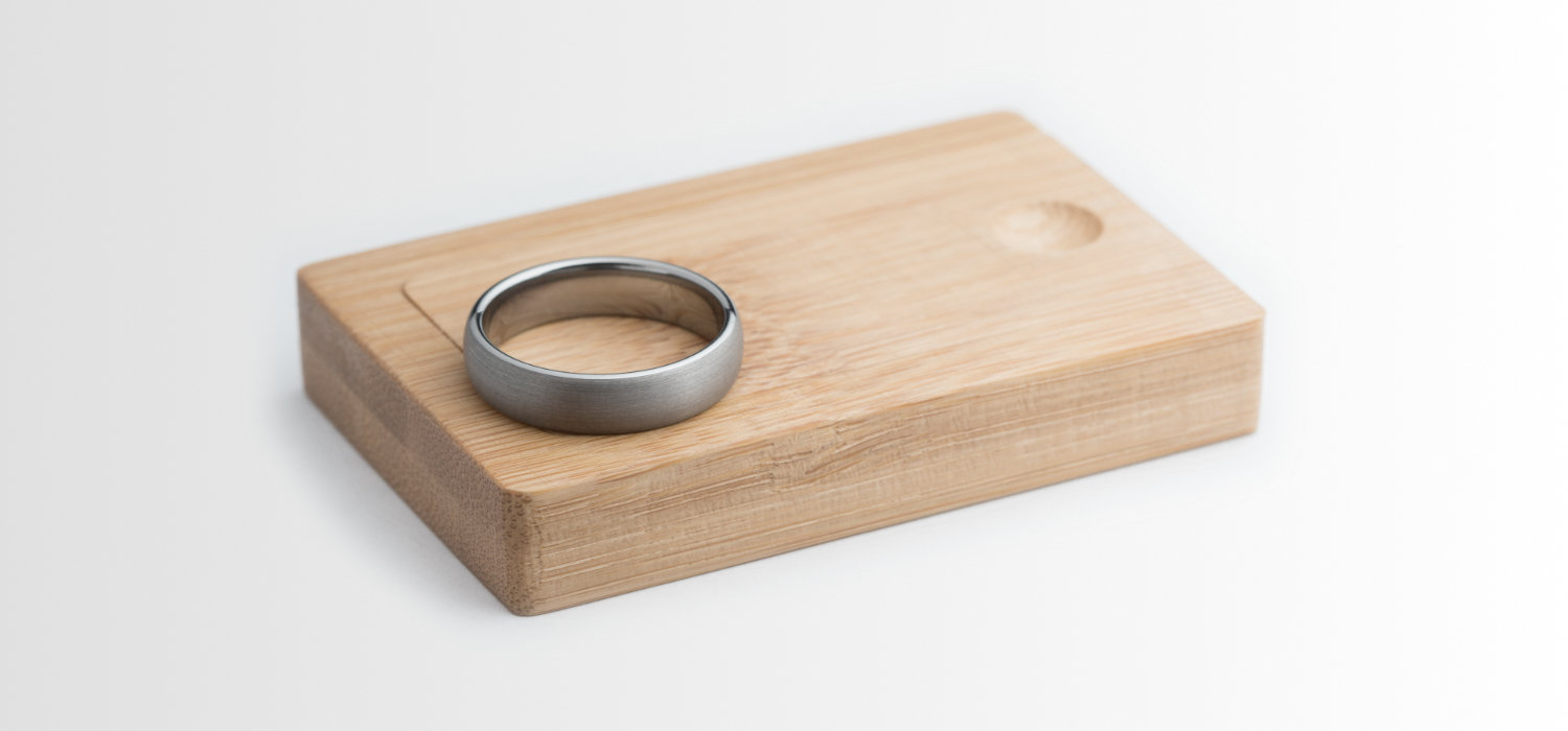 Wooden Box with Tungsten Men's Wedding Ring
